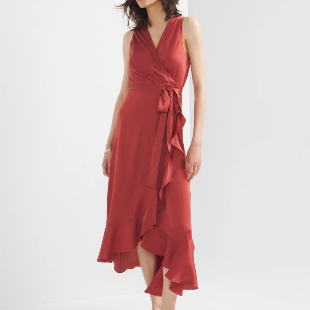 Sleeveless Satin Wrap Dress